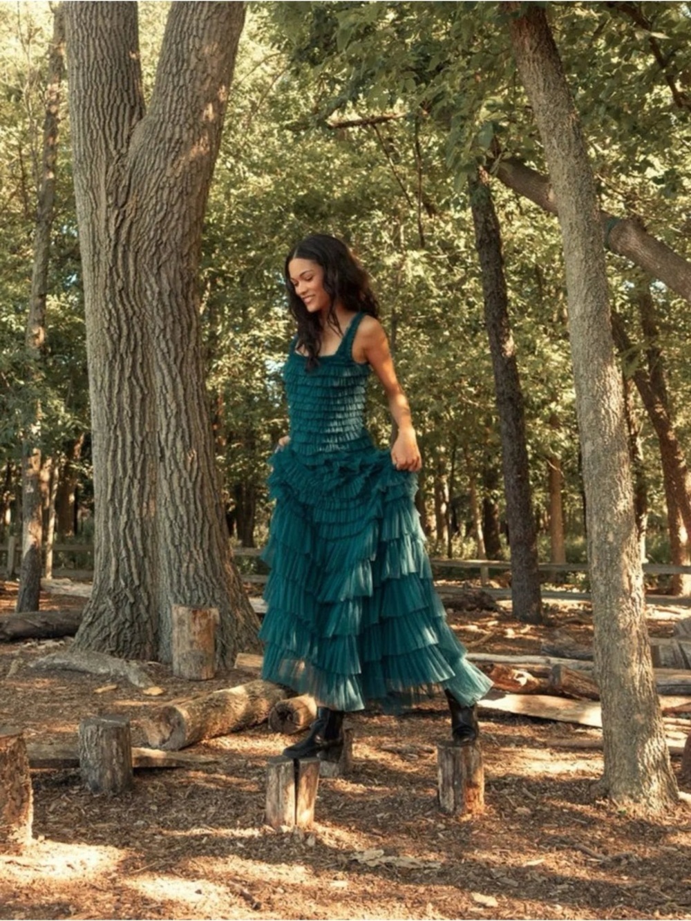 Mac Duggal 8046 Teal Sleeveless Ruffle Layered Gown Size 8 NWT - Picture 5 of 15